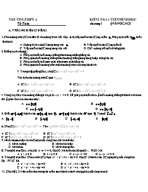 Kiểm tra 1 tiết Hình học 11 - Chương 1 (nâng cao)